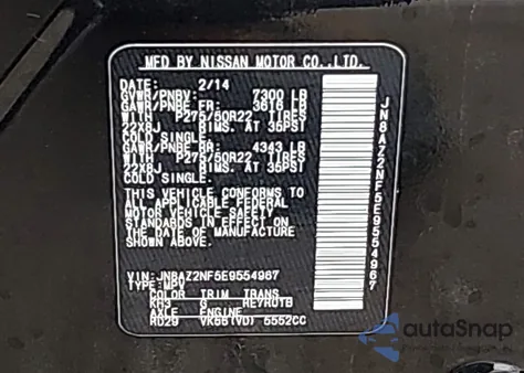 2014 Infiniti Qx80 from USA, damaged, VIN JN8AZ2NF5E9554967